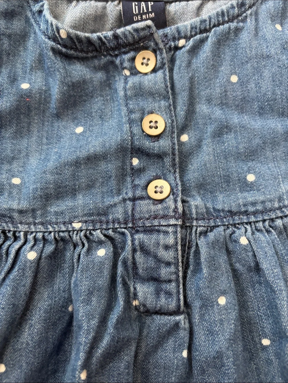 GAP Denim Polka Dot Sleeveless Dress Top - Blue